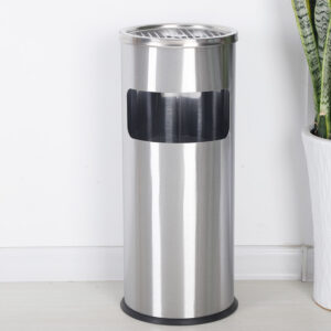 Thùng rác inox tròn có gạt tàn Ø30