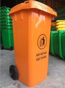 Thùng rác nhựa HDPE 120L màu cam