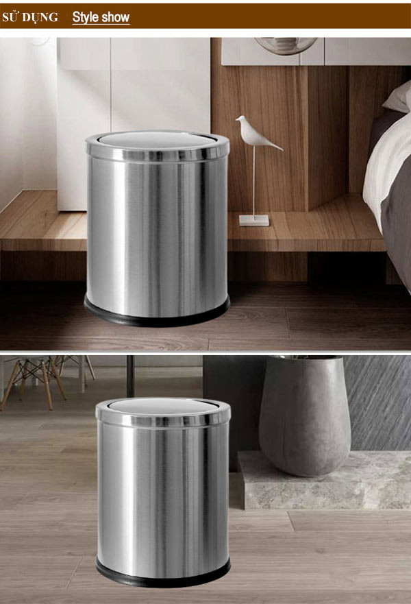 Thùng rác inox nắp lật cho gia đình